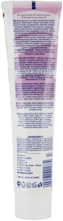 Krem do rąk i paznokci Kozie mleko, kolagen i elastyna - Belle Jardin Hand & Foot Cream — Zdjęcie N2