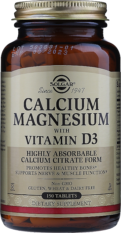 Suplement diety Wapń i magnez z witaminą D3 - Solgar Calcium Magnesium with Vitamin D3 — Zdjęcie N1