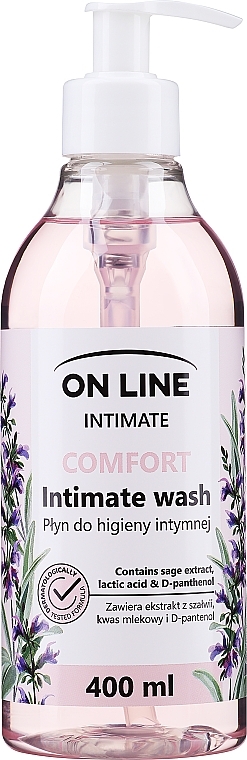 Płyn do higieny intymnej z szałwią, kwasem mlekowym i d-panthenolem - On Line Intimate Comfort Intimate Wash