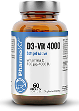 Suplement diety D3-Vit 4000 z witaminą D, 60 kapsułek - Pharmovit Clean label D3-Vit 4000 Softgel Active — Zdjęcie N1