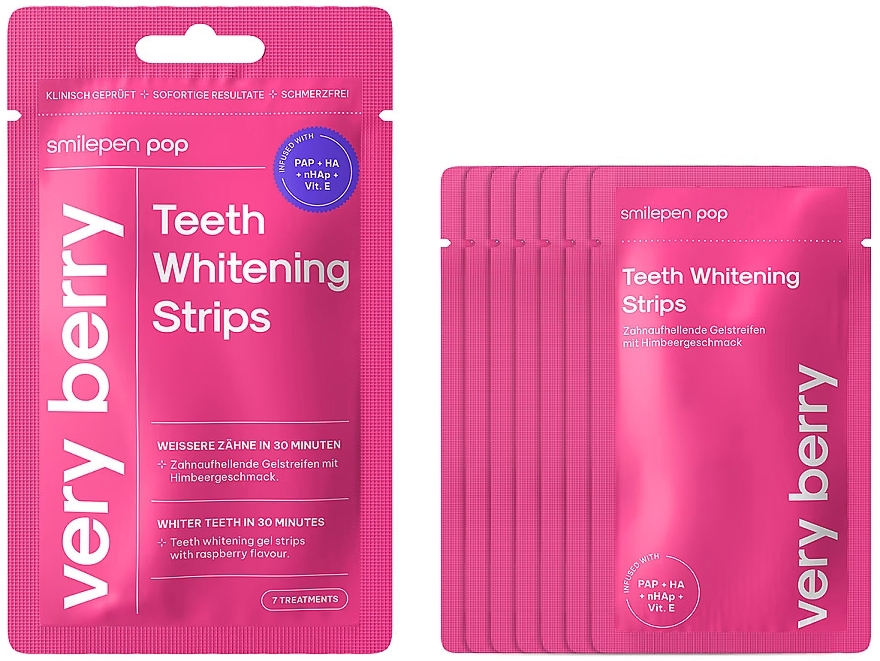 Wybielające paski do zębów Jagoda - SwissWhite Smilepen Pop Very Berry Teeth Whitening Strips — Zdjęcie N2