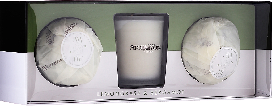 Zestaw - AromaWorks Light Range Lemongrass & Bergamot & Mini Aromabomb Gift Set (candle 10 ml + 2 x bomb 175g) — Zdjęcie N1