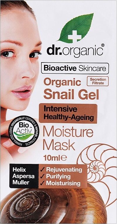 Nawilżająca maska do twarzy ze śluzem ślimaka - Dr Organic Bioactive Skincare Snail Gel Moisture Mask