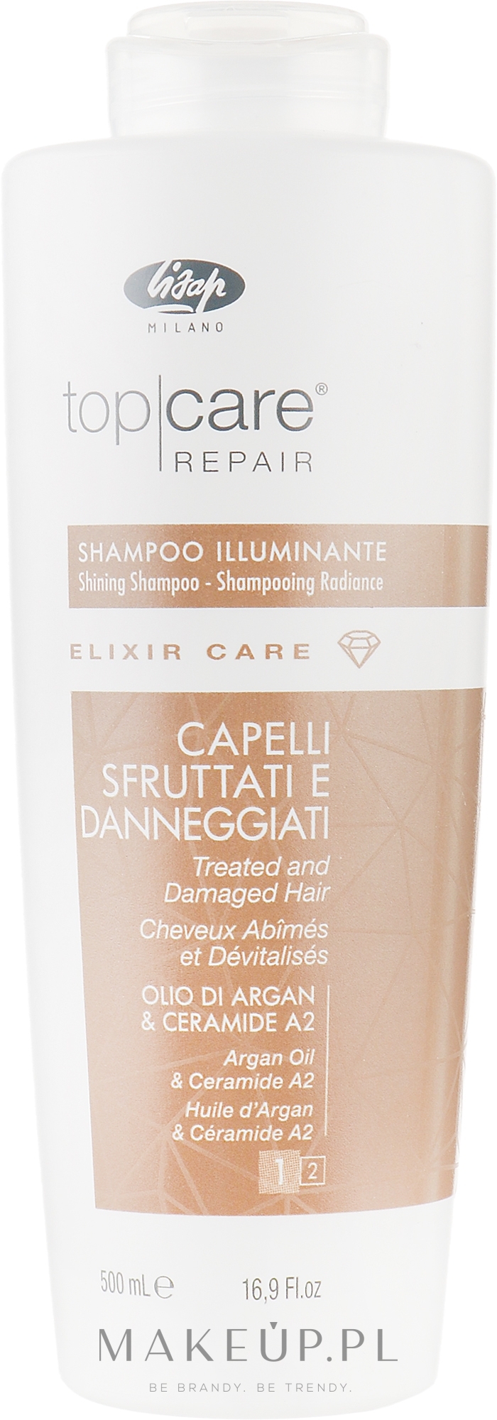 Rozświetlający szampon do włosów - Lisap Top Care Repair Elixir Care Shining Shampoo — Zdjęcie 500 ml