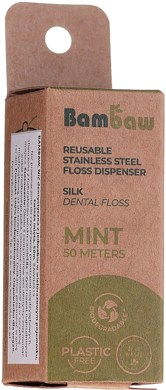 Nić dentystyczna z jedwabiu Mięta - Bambaw Silk Dental Floss — Zdjęcie N1