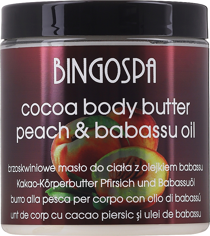 Masło kakaowe z brzoskwinią i olejem babassu do ciała - BingoSpa Cocoa Butter With Peach And Babassu Oil Body — Zdjęcie N1