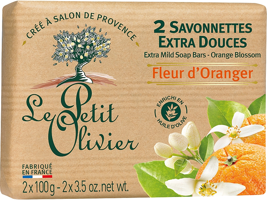Mydło kosmetyczne Kwiat pomarańczy (2 szt.) - Le Petit Olivier 2 extra mild soap bars Orange blossom — Zdjęcie N2