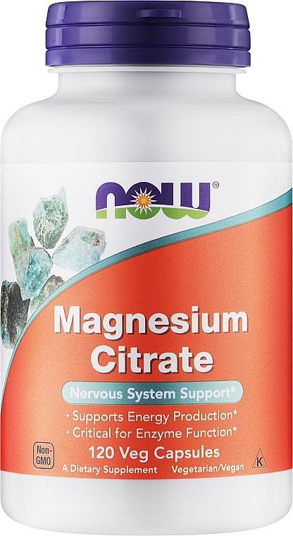 Kapsułki wegetariańskie z cytrynianem magnezu - Now Foods Magnesium Citrate Veg Capsules — Zdjęcie N1
