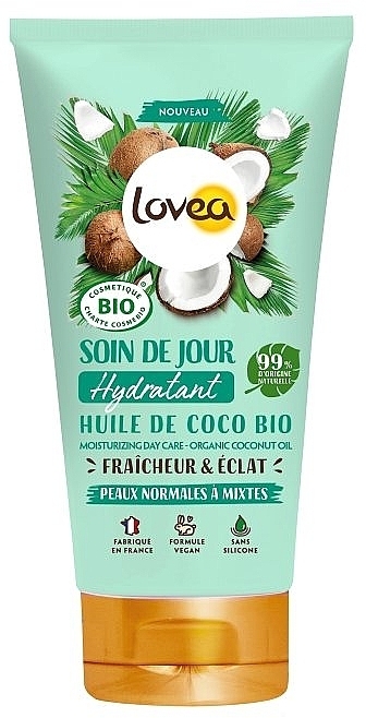 Nawilżający krem ​​na dzień - Lovea Moisturizing Day Care Organic Coconut Oil — Zdjęcie N1