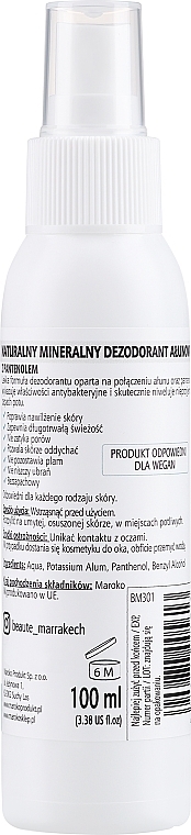 Antybakteryjny dezodorant w sprayu Ałun i pantenol - Beauté Marrakech Alum & Panthenol Deodorant — Zdjęcie N2