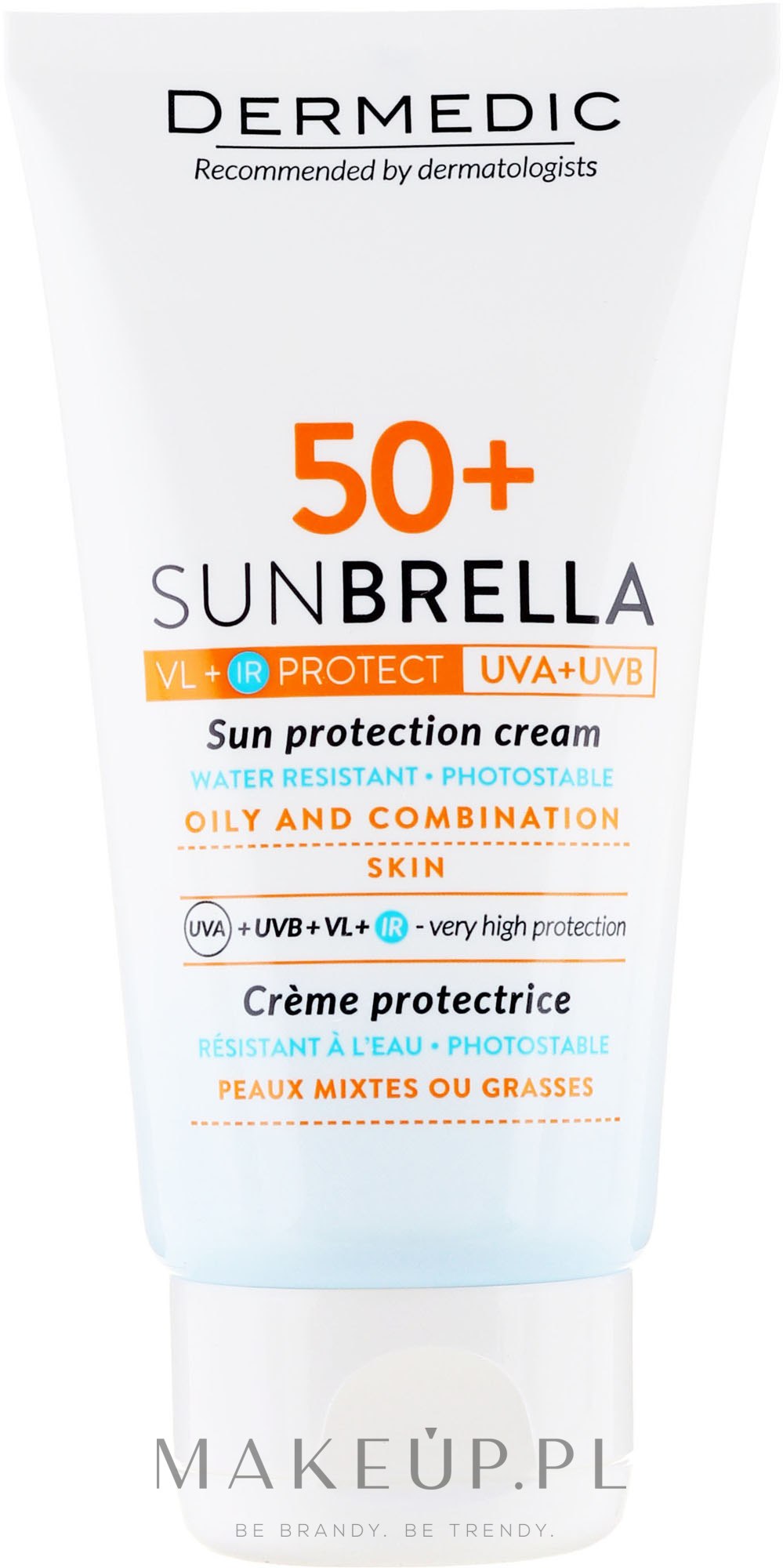 Krem ochronny do twarzy do skóry tłustej i mieszanej SPF 50+ - Dermedic Sunbrella — Zdjęcie 50 g