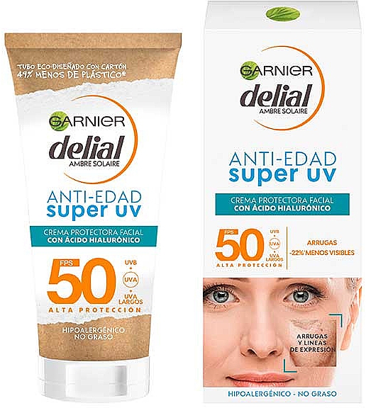 Krem przeciwsłoneczny do twarzy - Garnier Delial Anti Aging Super UV Facial Protective Cream Spf50 — Zdjęcie N1