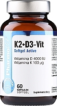 Kapsułki z witaminą K2 + D3 - Pharmovit Clean Label K2 + D3-Vit Softgel Active — Zdjęcie N1