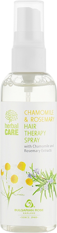 Regenerująca mgiełka do włosów Rumianek i rozmaryn - Bulgarian Rose Aromatherapy Herbal Care Chamomile & Rosemary Hair Therapy Spray — Zdjęcie N1