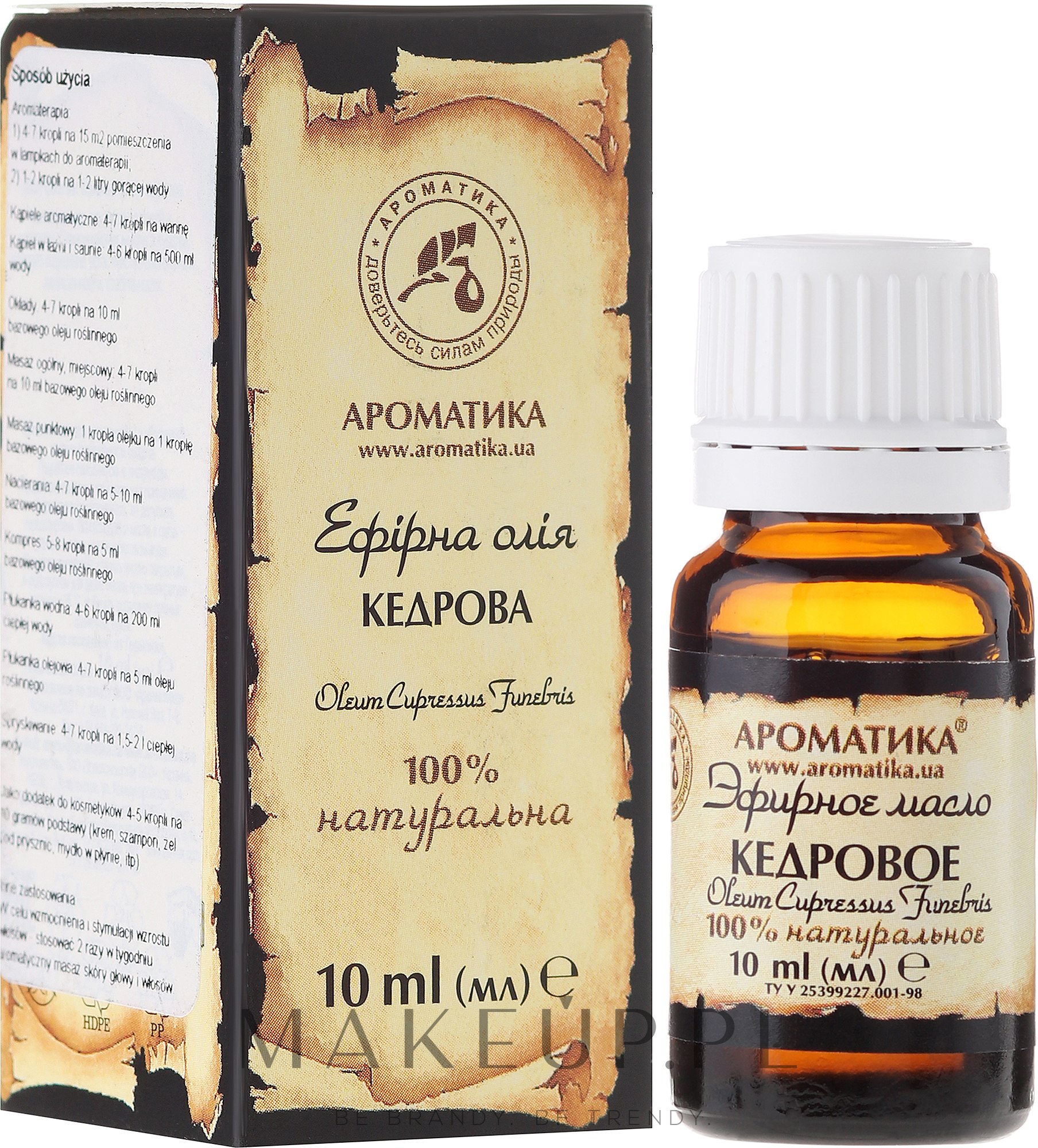 100% naturalny olejek cedrowy - Aromatika — Zdjęcie 10 ml