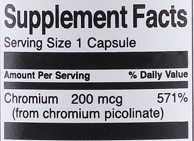 Suplement diety Pikolinian chromu, 200 mg - Swanson Chromium Picolinate Capsules — Zdjęcie N3