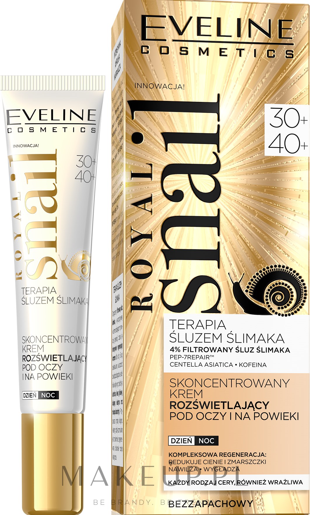 Skoncentrowany krem rozświetlający pod oczy na powieki 30+/40+ - Eveline Cosmetics Royal Snail — Zdjęcie 20 ml