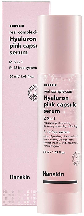 Różowe serum w kapsułkach z hialuronianem - Hanskin Real Complexion Hyaluron Pink Capsule Serum — Zdjęcie N2