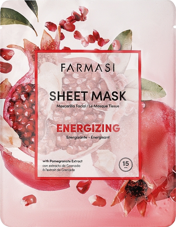 Orzeźwiająca maska w płachcie do twarzy z ekstraktem z granatu - Farmasi Dr.C.Tuna Sheet Mask Energizing — Zdjęcie N1