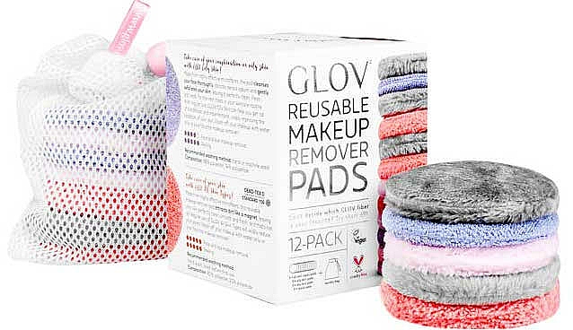 Zestaw wielorazowych wacików kosmetycznych - Glov Reusable Make-Up Removal Pads (glove/12pcs + bag) — Zdjęcie N1