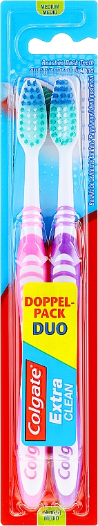 Szczoteczki do zębów, średnia twardość, fioletowa + różowa - Colgate Expert Cleaning Medium Toothbrush — Zdjęcie N1