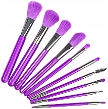Kup Zestaw neonowo-fioletowych pędzli do makijażu, 10 szt. - Beauty Design 