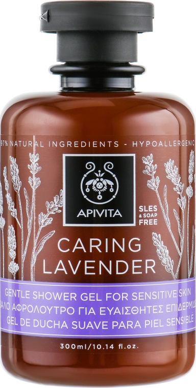 Żel pod prysznic z olejkami eterycznymi Lawenda - Apivita Caring Lavender Shower Gel For Sensitive Skin — Zdjęcie N2