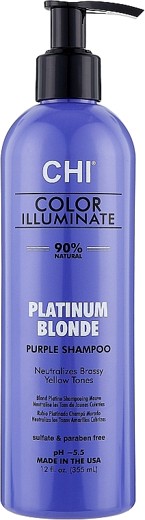Szampon do włosów farbowanych neutralizujący żółte tony, platynowy blond - CHI Color Illuminate Shampoo Platinum Blonde — Zdjęcie N1
