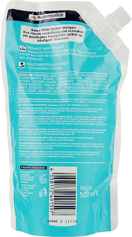 Mydło w płynie do pielęgnacji i higieny z wypełnieniem antybakteryjnym - Balea Liquid Soap Care & Hygiene Antibacterial Refill Pack (uzupełnienie) — Zdjęcie N2