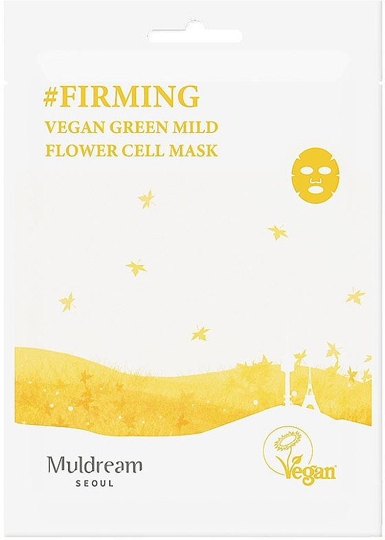 Maska w płachcie do twarzy - Muldream Vegan Green Mild Flower Cell Mask — Zdjęcie N1