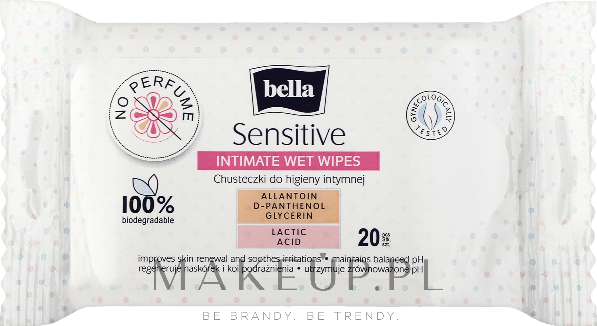 Chusteczki do higieny intymnej, 20 szt. - Bella Sensitive Intimate Wet Wipes — Zdjęcie 20 szt.