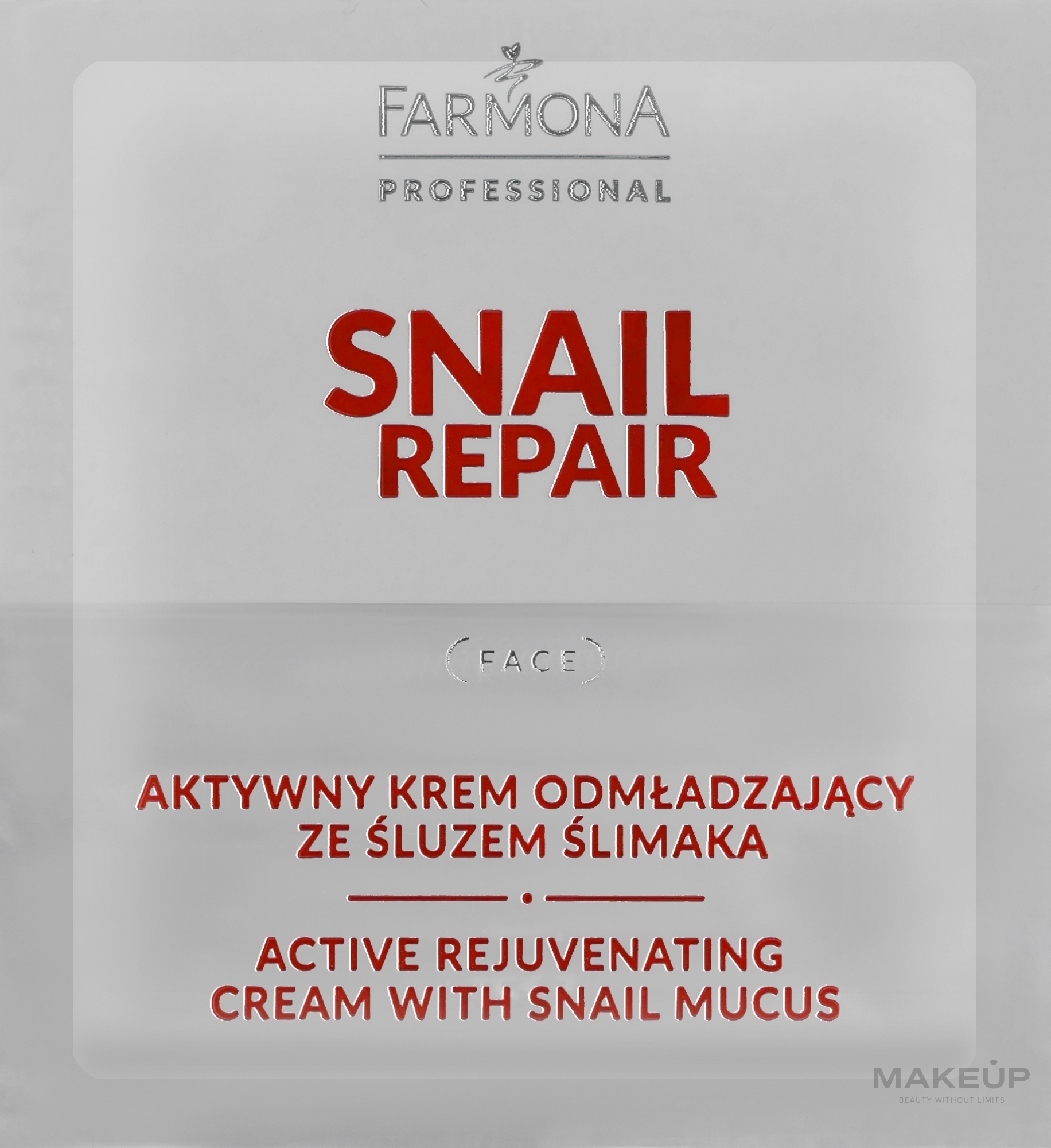 Aktywny krem ​​przeciwstarzeniowy ze śluzem ślimaka - Farmona Professional Snail Repair Active Rejuvenating Cream With Snail Mucus (próbka) — Zdjęcie 2 ml