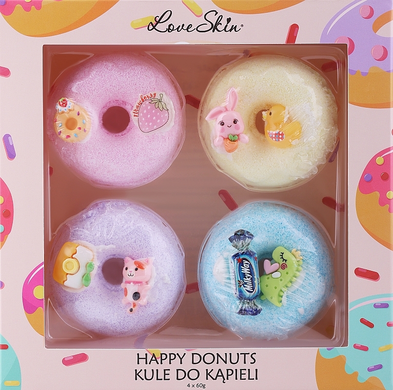 Zestaw aromatycznych bomb do kąpieli - Love Skin Happy Donuts (bath bombs/4x60g) — Zdjęcie N2