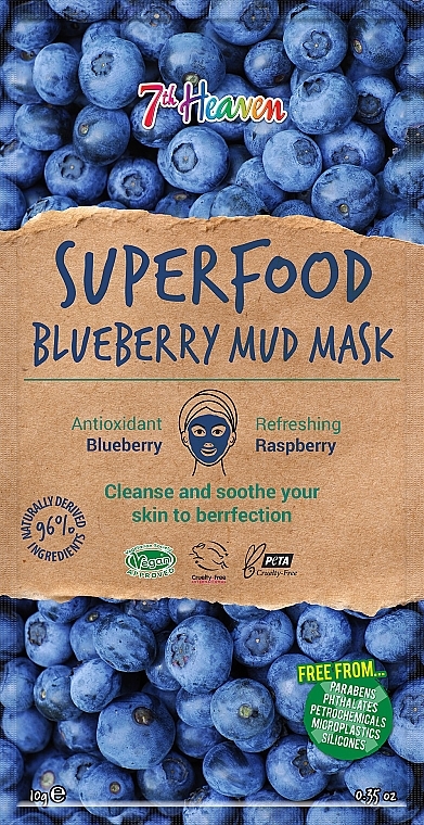 Maseczka błotna z jagodami - 7th Heaven Superfood Blueberry Mud Mask — Zdjęcie N1