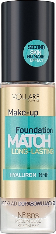Podkład z kwasem hialuronowym - Vollare Cosmetics Make Up Foundation Match Long-Lasting