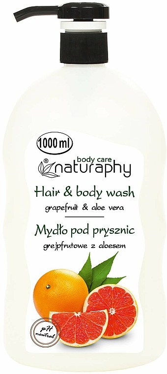 Mydło pod prysznic Grejpfrut i aloes - Naturaphy Grapefruit & Aloe Vera Hair & Body Wash — Zdjęcie N1