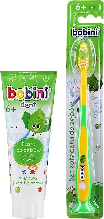 PRZECENA! Zestaw do zębów dla dzieci - Bobini 6 + (t/brush/1pc + t/paste/75 ml) * — Zdjęcie N1