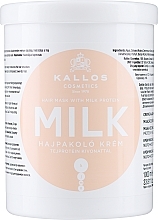 Kremowa maska do włosów z proteinami mleka - Kallos Cosmetics Hair Mask With Milk Protein — Zdjęcie N2