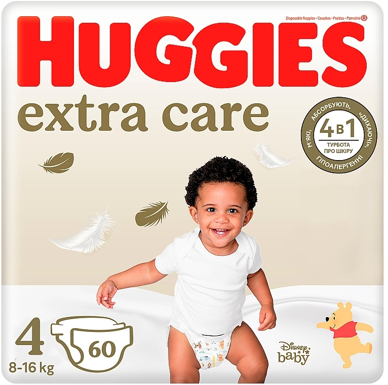Pieluchy Extra Care rozmiar 4, 8-16 kg, 60 szt., Mega - Huggies — Zdjęcie N1