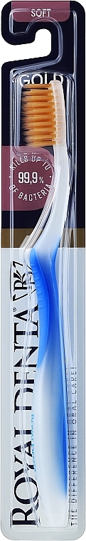 Miękka szczoteczka do zębów z nanocząsteczkami złota, niebieska - Royal Denta Gold Soft Toothbrush — Zdjęcie N1