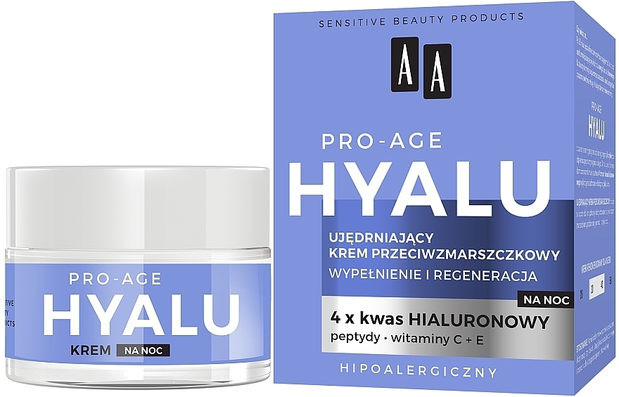 Ujędrniający krem przeciwzmarszczkowy Wypełnienie i regeneracja - AA Hyalu Pro-Age Night Cream — Zdjęcie N1