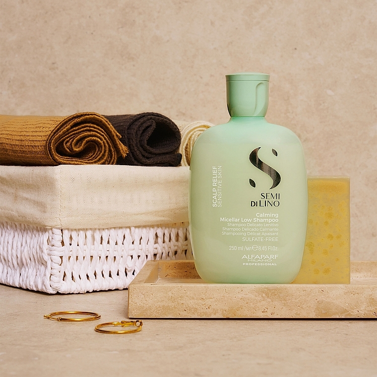 Kojący szampon micelarny - Alfaparf Semi Di Lino Scalp Relief Calming Micellar Low Shampoo — Zdjęcie N5