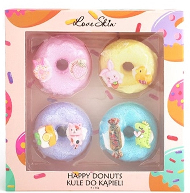 Zestaw aromatycznych bomb do kąpieli - Love Skin Happy Donuts (bath bombs/4x60g) — Zdjęcie N1
