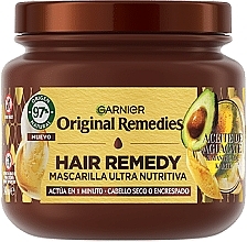 Intensywna maska do włosów kręconych z awokado - Garnier Original Remedies Intense Nutrition Anti-frizz Mask — Zdjęcie N1