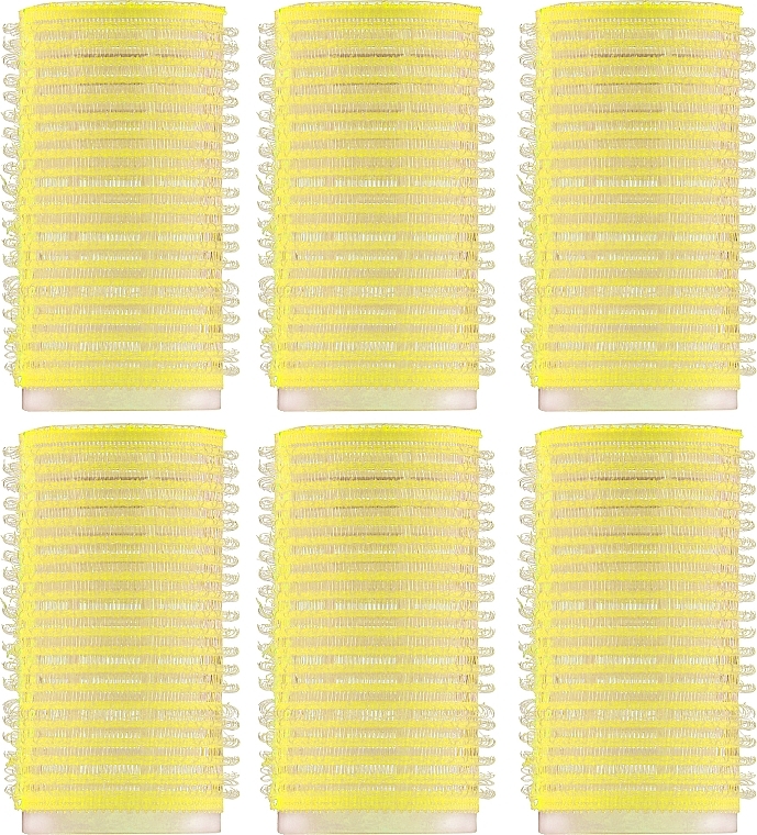 Wałki do włosów na rzepy 6 szt, 70799, 32 mm, żółte - Deni Carte — Zdjęcie N1