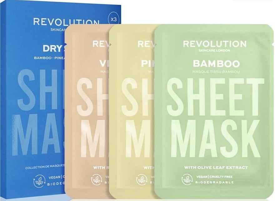 Zestaw maseczek do skóry suchej - Revolution Skincare Dry Skin Biodegradable Sheet Mask (f/mask/3pcs) — Zdjęcie N5