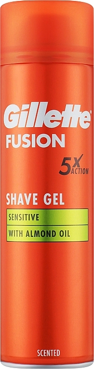 Żel do golenia do skóry wrażliwej z olejkiem migdałowym - Gillette Fusion Shave Gel Sensitive With Almond Oil
