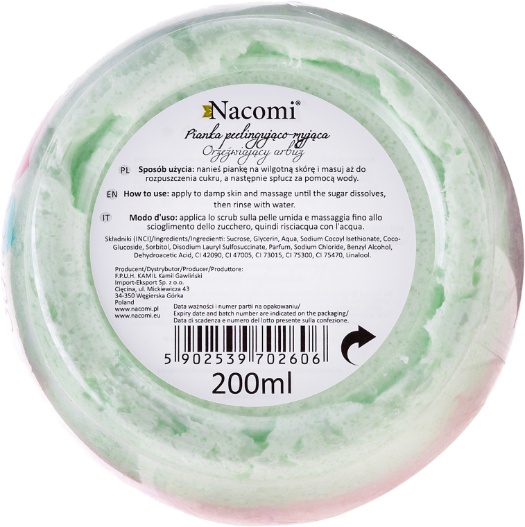 Pianka myjąco-peelingująca o zapachu słodkiego arbuza - Nacomi Rainbow Scrub & Wash — Zdjęcie N2