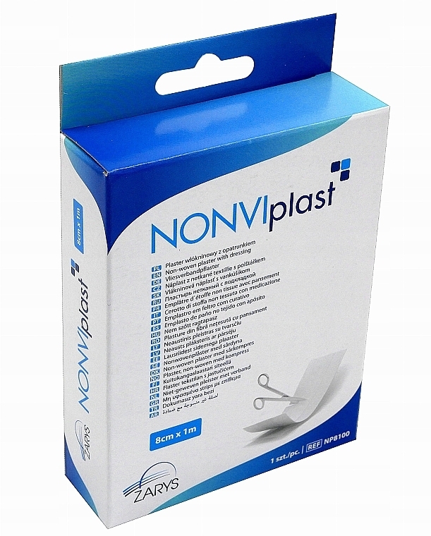 Plaster samoprzylepny z chłonnym wkładem, 8 cm x 1 m - Zarys Nonviplast — Zdjęcie N1