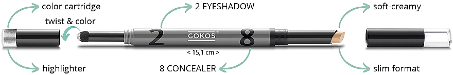 Korektor i rozświetlacz pod oczy 2 w 1 - Gokos Cover & Glow — Zdjęcie N2